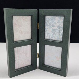 Double Hinge Dark Green 4-Panel Picture Frame With Decorative Backgrounds 2.25"x